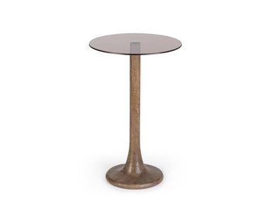 Wood and glass high side table with central base ABERDEEN Bizzotto