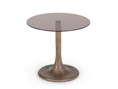 Round wood and glass coffee table ABERDEEN Bizzotto