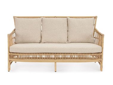 2 seater rattan and Olefin fiber garden sofa with removable cover ADELMA Bizzotto