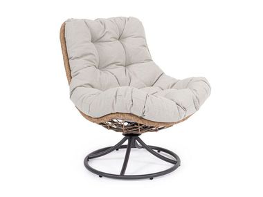 Swivel fabric garden armchair AZORES Bizzotto