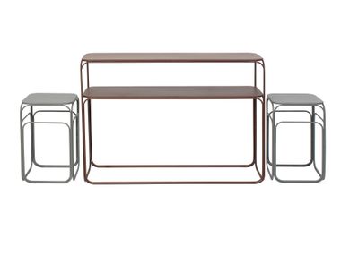 Powder coated steel console table with 2 coffee tables CLARITY Bizzotto