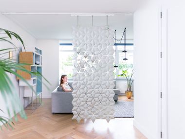 Flexible sliding room divider FACET 102 × 226 CM IN PEARL GRAY Bloomming