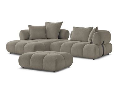 Modular bouclé fabric sofa with chaise longue ALYA Bobochic Paris
