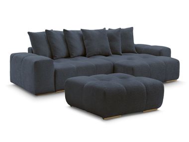 Click-clack bouclé fabric sofa bed with chaise longue ANAKIN Bobochic Paris
