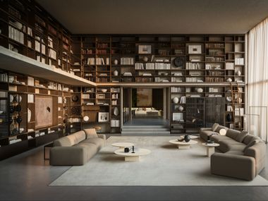 Wall-mounted sectional bookcase ANTIBES SYSTEMS Boffi