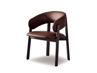 Sedia imbottita in pelle con braccioli ALPHA Bonaldo