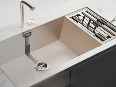 Bonomini, HOOK LUX Piletta per lavello cucina con cestello con stelo e maniglia in metallo