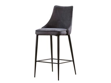 High leather stool with back CLARA Bontempi