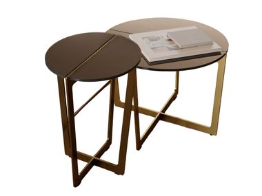 Round crystal and steel coffee table CROSS MINI Bontempi