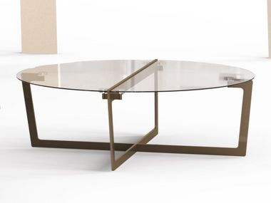 Low round crystal and steel coffee table CROSS Bontempi