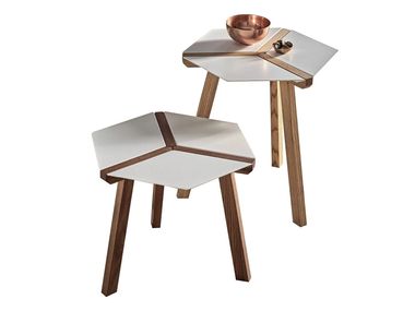 Hexagonal steel and wood coffee table ESA Bontempi
