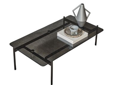 Rectangular low crystal and steel coffee table KAROL Bontempi