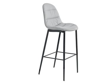 High leather stool with back MOOD Bontempi