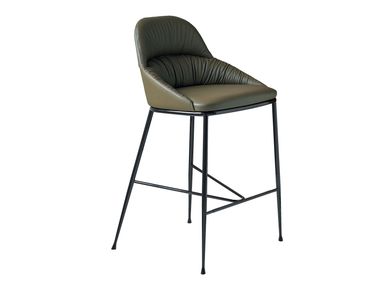 High leather stool with back QUEEN Bontempi