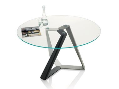 Round glass and steel table MILLENNIUM Bontempi