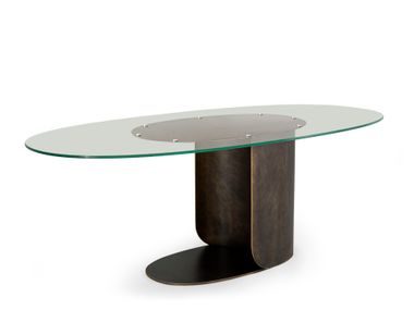 Oval table with metal base and glass top BISBEE Borzalino