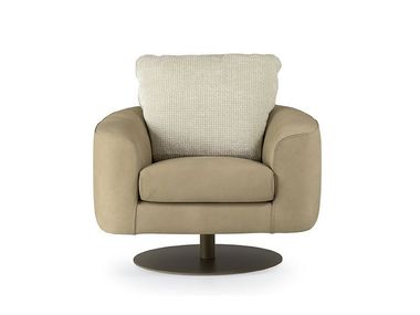 Swivel leather armchair with pedestal base HELLIS Borzalino