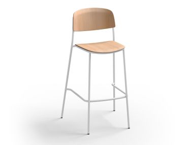 Steel and wood stool with back NATE S Brunner