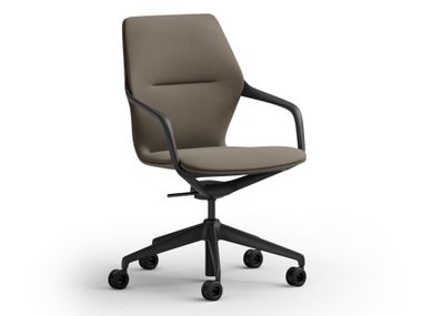 Swivel leather office chair with castors RAY Brunner