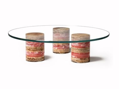Round onyx coffee table with glass top ARCHITEXTURE Budri