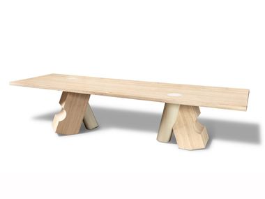 Rectangular travertine table BIG PIERCE Budri