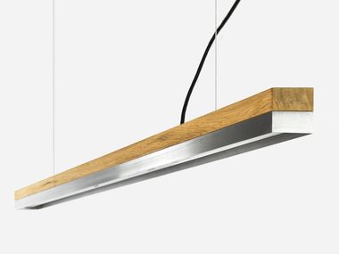 Lampada a sospensione a LED in rovere e acciaio inox [C3o] STAINLESS STEEL GANTlights