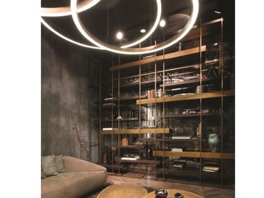 Steel bookcase with solidwood and metal shelves CAGE-BS Henge