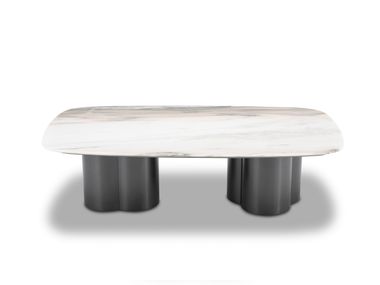 Low marble and stainless steel coffee table ASCT698 CAMPO DE' FIORI