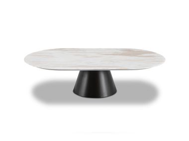 Oval low marble and stainless steel coffee table ASCT721 CAMPO DE' FIORI