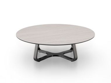 Low round Glass and Stainless Steel coffee table ASCT727A CAMPO DE' FIORI
