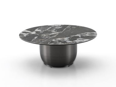 Low round Glass and Stainless Steel coffee table ASCT832A CAMPO DE' FIORI