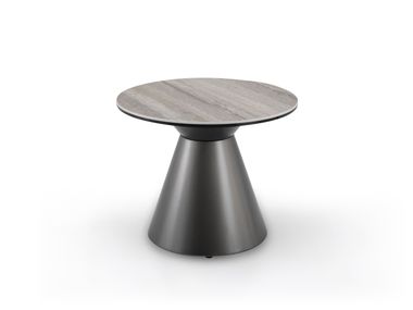 Round low Glass and Stainless Steel coffee table ASCT833B CAMPO DE' FIORI
