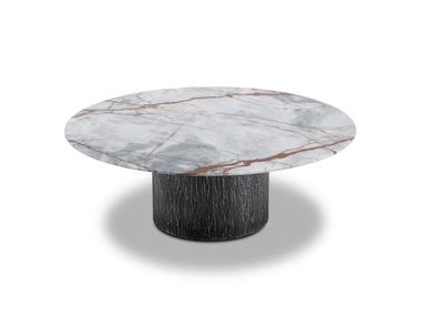 Round low marble and stainless steel coffee table ASCT836A CAMPO DE' FIORI