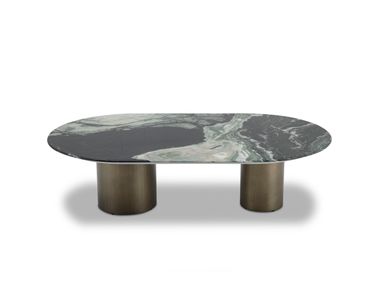 Oval low marble and stainless steel coffee table ASCT842 CAMPO DE' FIORI