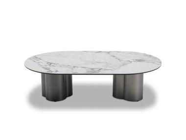 Oval low Glass and Stainless Steel coffee table ASCT844 CAMPO DE' FIORI
