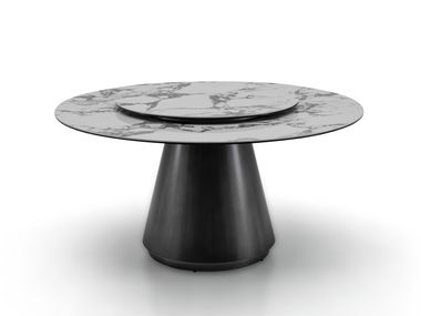Round marble and  stainless steel dining table with Lazy Susan AST843-B CAMPO DE' FIORI