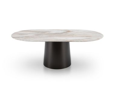 Oval marble and stainless steel dining table AST845 CAMPO DE' FIORI