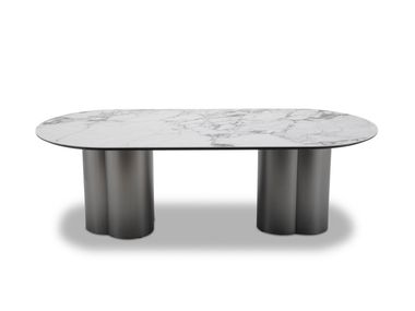 Oval Glass and Stainless Steel dining table AST852 CAMPO DE' FIORI