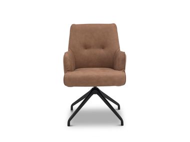 Trestle-based leather chair with armrests CL143 CAMPO DE' FIORI