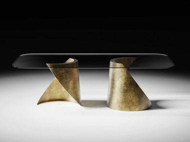 Rectangular glass and metal table THOLOS CASA +39