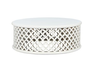 Tavolino da giardino basso rotondo in teak BAMILEKE CBdesign