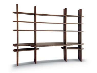 Open walnut bookcase GINEVRA CEPPI