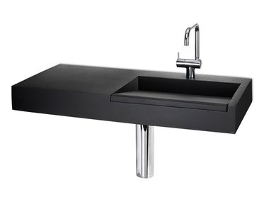 Lavabo sospeso in resina con piano CINCO EXTENDED Vallvé
