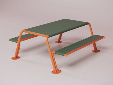Tavolo da picnic in acciaio con panchine integrate MOONWALK CITYSì