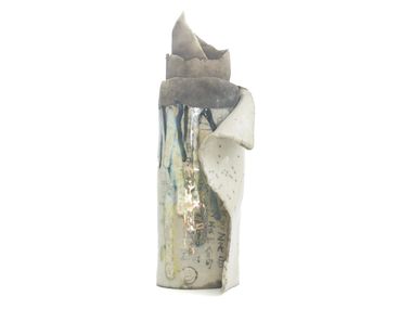 Scultura Raku in ceramica bianca effetto Cracklè CIVILTÀ Laabmilano