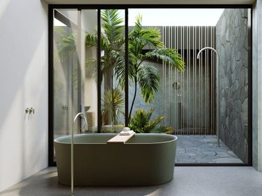 Freestanding oval cement bathtub COCOON COVE COCOON