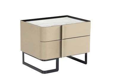 Rechteckiger Nachttisch aus gegerbtem Leder mit Schubladen BH2202-/0102 CONCISE HOME