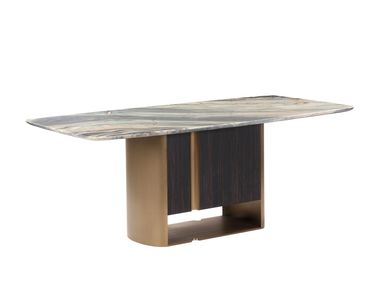 Rectangular dining table in wood, stone and carbon steel DT2201-16/18/20/24 CONCISE HOME