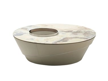 Swivel leather central coffee table with tray LT2301 CONCISE HOME