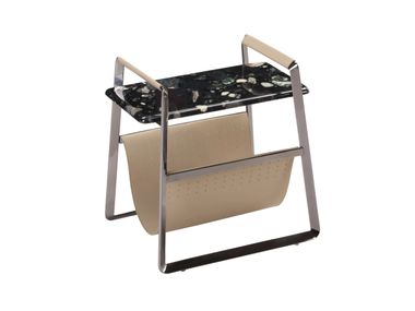Magazine rack with wood or marble panels and genuine leather SF2306 CONCISE HOME